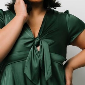 Baltic Born Green Poppy Satin Midi Dress Size XL NWT